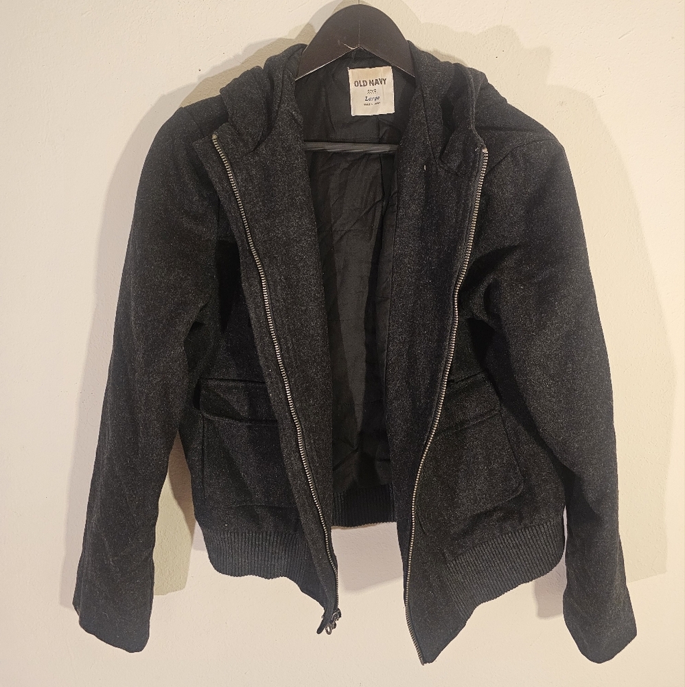 Old Navy Black Hooded Zip Jacket